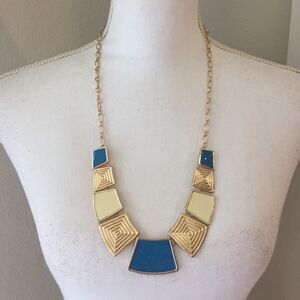 Blue Block Statement Necklace